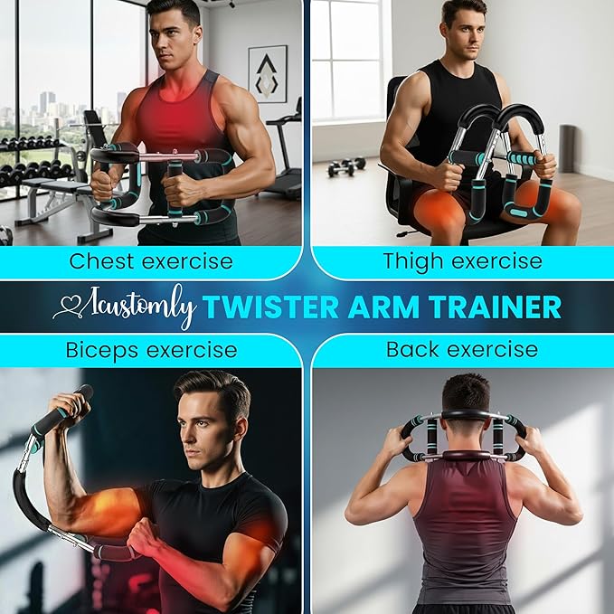 Twister Arm Trainer, Adjustable Resistance (20–130 lbs) Chest & Arm Trainer for Men & Women, Gorilla Bar Chest & Upper Body Workout Equipment, Ergonomic Home Workout Equipment with Anti-Slip Handles