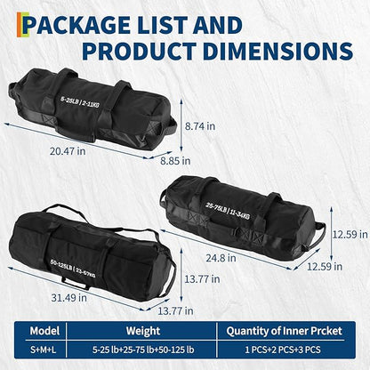 PeakPursuit Sandbags for Working Out with Handles, Adjustable Fitness Sandbags with Unfilled Inner Bag, Heavy Duty Sand Bags for Weight Training, Powerlifting Exercise & Full-Body Workouts