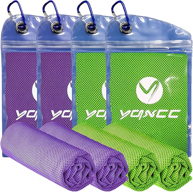 YQXCC Cooling Towels | 4 Pack 40"x12" | Cool Cold for Neck | Microfiber Soft Breathable Chilly | for Yoga, Golf, Gym, Camping, Running, Workout & More Activities