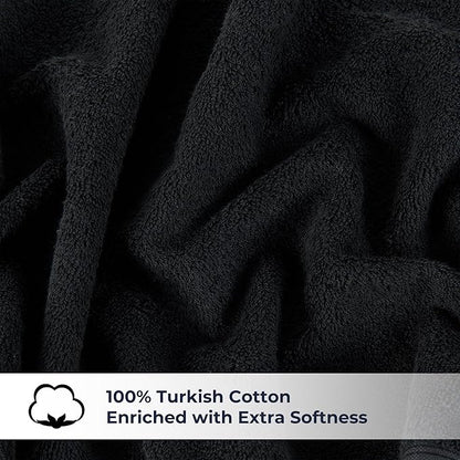 NUKURA 12’’ x 40’’, 450 GSM Gym Sweat Towel for Outdoor Workout, High Absorbent with Extra Softness, 100% Cotton Neck Towels, Black