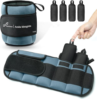Sportneer 20lbs/Pair Adjustable Ankle Weights for Women and Men, Modularized Leg Weight for Yoga, Walking, Running, Aerobics, Gym, Physical Therapy