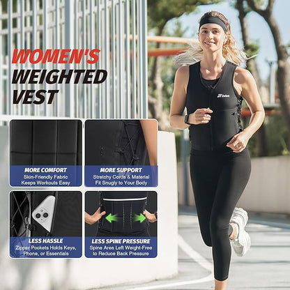 ZELUS Weighted Vest, 10&15lb. Z-Fit Weight Vest for Women Men with Adjustable Soft Iron Weights, Unisex Training Vest for Walking Strength Training, Workout Vest with Pockets Reflective Strip (Black, M/L)