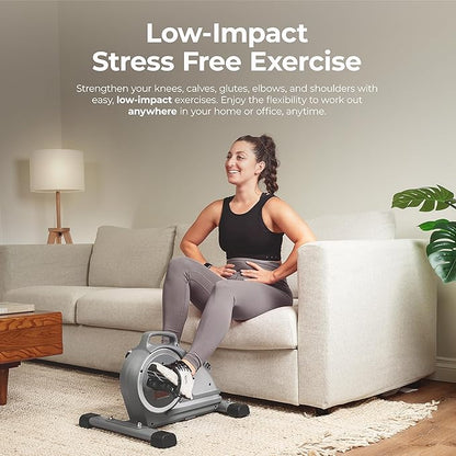 Sunny Health & Fitness Smart Under-Desk Bike Exerciser, Low-Impact Cardio Cycling Equipment for Home/Office, Mini Paddler for Arm/Leg Mobility Training, Free SunnyFit App Connect, Optional Motorized