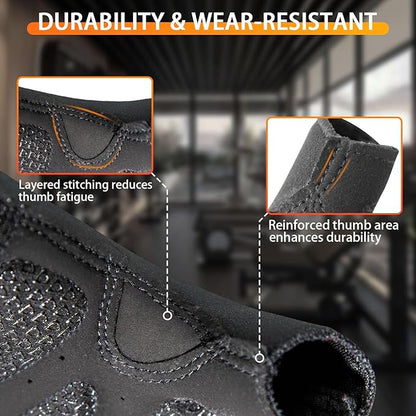 Workout Gloves for Men and Women, Gym Gloves for Weight Lifting, Exercise, Cycling, Training & Fitness, Fingerless with Padded Grip, Full Palm Protection & Breathable Design