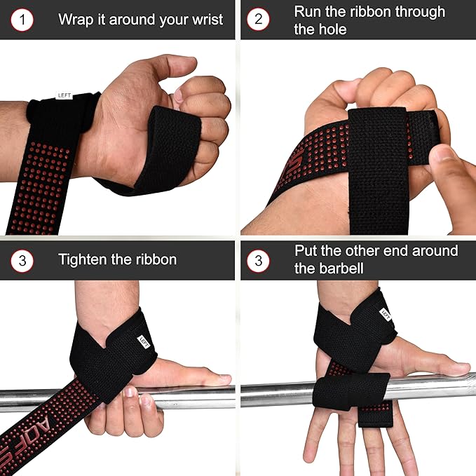 AQF Lifting Wrist Straps for Weightlifting, Powerlifting & Deadlifts – 23” Neoprene Padded Cotton Straps for Strength Training & Gym Workouts - Maximum Grip Support for Men & Women