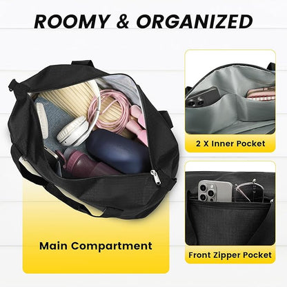 Vorspack Small Gym Bag - 18 Inches Duffle Bag for Travel Lightweight Duffel Bag for Men Women Personal Item Bag Weekender Bag for Travel Sports Gym - Black