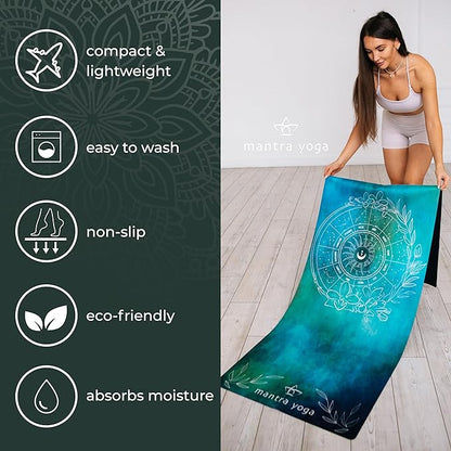 Mantra Yoga Travel PRO 1.5mm with Knee Pad - Foldable Fitness & Exercise Mat with Bag | Lightweight, Compact & Eco-Friendly | Non-Slip & Washable | For All Types of Yoga | 72" L x 24" W | 2.6 lbs