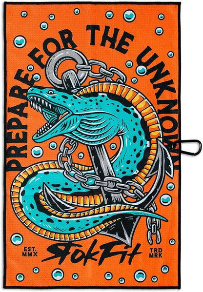 RokFit Gym & Golf Towel – Multi-Use, Quick-Dry, Durable Utility Towel with Bold Graphic and Carabiner Clip (Prepare for The Unknown)