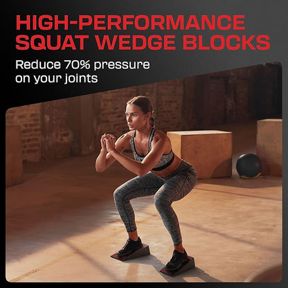 Squat Wedge Block Pair - Heel Elevated Squat Wedge for Deeper Squats, Heavy Lifting and Better Form - 17° Angle Exercise Wedges, Slant Board for Squats with Carry Backpack