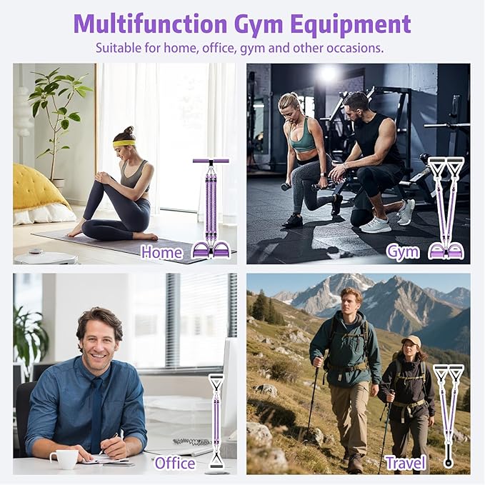Pedal Resistance Band with Handle, Aturien Adjustable Powerful 4-Tube Elastic Bands for Exercise, Multifunctional Foot Pedal Puller, Home Workout Equipment for Legs Arms Abs