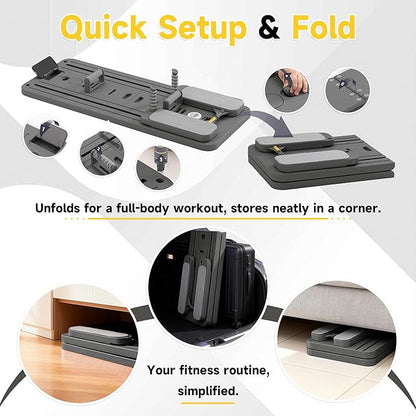 COSIEST Pilates Board for Home Use, Foldable Pilates Reformer Set with Resistance Bands, All-in-One Professional Workout Fitness Equipment for Core, Abs, Glutes, Legs, Butt, Arms Toning
