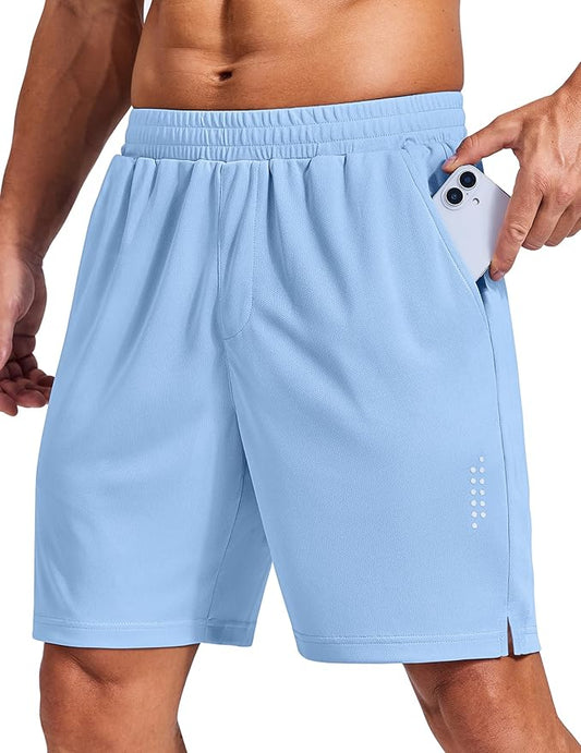 COOFANDY Mens Gym Athletic Shorts with Zipper Pockets Quick Dry 7" Workout Running Training Shorts