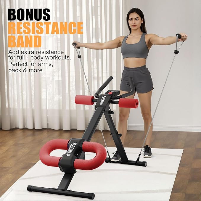 Abdominal Trainers - Adjustable Ab Trainer Machine, Foldable Abdominal Workout Equipment with Knee Protection - Home Gym Core Strength Trainer for Men & Women