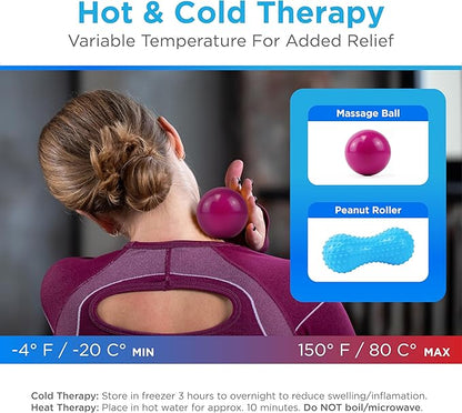 NOVA 3-in-1 Hot and Cold Massage Roller Set - Foot Roller, Gel Ball, and Peanut Roller for Plantar Fasciitis, Back Pain, Trigger Point Therapy - Deep Tissue Relief Kit with Travel Bag
