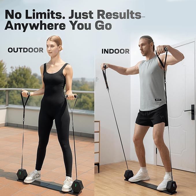 Smart Home Gym - Portable Home Gym Equipment with Digital Resistance 7-66 lbs | Double Motor Electronic Cable Machine for Strength Training | Compact Motorized Adjustable Weight Fitness System