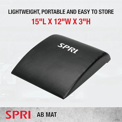 SPRI Ab Mat - Workout Mat Accessory for Abdominal Exercises, Sit-Ups, Crunches, Push-Ups, Core Training, and More - Portable Padded Shaped Mat with Curved Back Support for Toning Abs