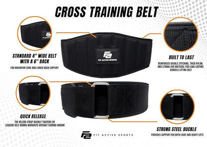 Fit Active Sports Professional Neoprene Weight Lifting Belt for Men and Women | Durable, Comfortable, and Fully Adjustable with Buckle | Maximum Back Support and Injury Prevention