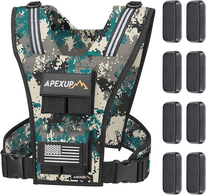 APEXUP Adjustable Weighted Vest Men 20lbs/30lbs/40lbs Weights with Reflective Stripe, Weight Vest Woman Workout Vest for Strength Training Running Walking