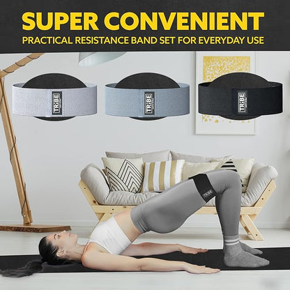 Tribe Lifting Fabric Resistance Bands for Legs - Workout Bands Resistance Bands for Men and Women - Booty Bands for Working Out - Exercise Bands Resistance Bands Set - Elastic Bands for Exercise