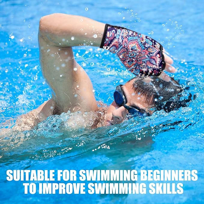 Honoson 2 Pairs Swimming Gloves Women Water Aerobics Gloves Aquatic Fitness Water Resistance Webbed for Men Women Unisex Poll Training Exercise