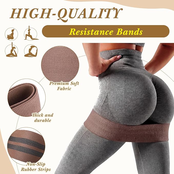10 Pcs Resistance Bands for Workout Fabric Exercise Bands for Legs and Butt Glutes Workout Band for Women Men Yoga, Pilates, Fitness