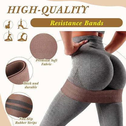 10 Pcs Resistance Bands for Workout Fabric Exercise Bands for Legs and Butt Glutes Workout Band for Women Men Yoga, Pilates, Fitness