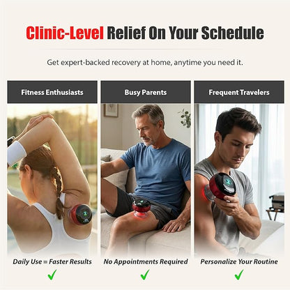 Cupping Therapy Set w/Electric Cupping Machine, 6" Massage Wheel, Peanut Massage Ball – Deep Tissue Massage Tools for Back Pain Relief, Red Light Function, Muscle Recovery