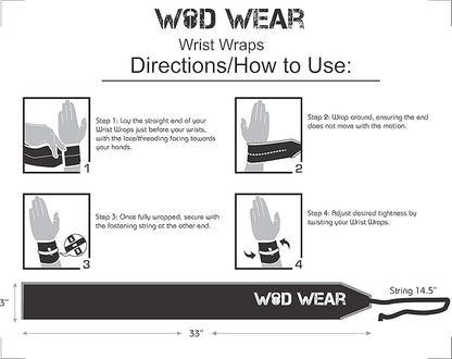 Wrist Wraps for Powerlifting, Strength Training, Bodybuilding, Cross Training, Olympic Weightlifting, Yoga Support - One Size Fits All