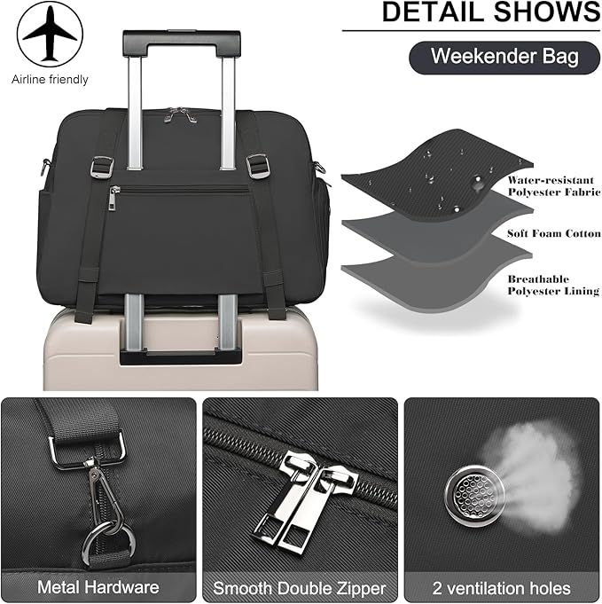 Sports Gym Bag for Women, Travel Duffle Bag with Shoe Compartment & Wet Pocket, Fitness Yoga Bag