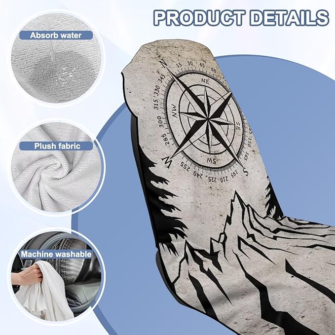 Bulopur Mountain Waterproof Sweat Towel Car Seat Cover Anti-Slip Bucket Seat Protector Universal for Cars SUV Truck Van Sedans Beach Towel Machine Washable
