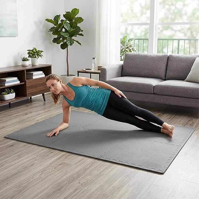 BalanceFrom Puzzle Exercise Mat 1/2" Thick, EVA Interlocking Foam Floor Tiles for Home Gym, Mat for Home Workout Equipment, Floor Padding for Kids, Multiple Sizes and Colors