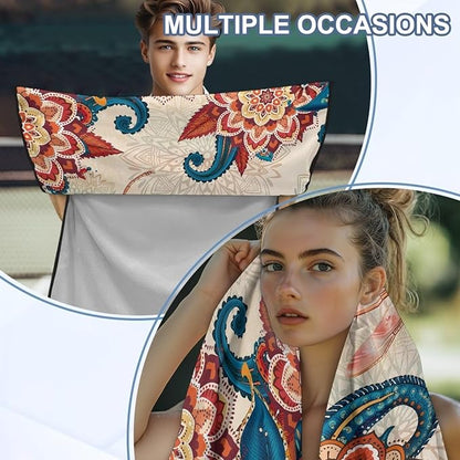 Bulopur Boho Floral Dragonfly Car Seat Towel Cover After Gym Workout Beach Swimming Sweating Car Seat Cover Fits for Car SUV Sedan Truck Front Seats