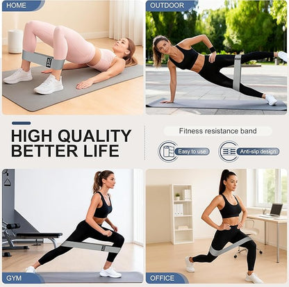 Fabric Resistance Bands for Working Out, 3-Level Non-Slip Exercise Bands for Men and Women, Booty Bands Equipment for Home Workout, Pilates, Yoga, Fitness.