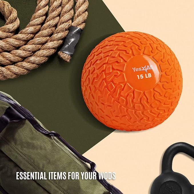 Yes4All Slam Balls, 10-40lb Weighted Ball Weight, Durable PVC Sand Filled Workout Dynamic Slam Ball for Core Strengthen