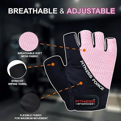 FITNESS FORCE Breathable Workout Gloves for Men and Women, Padded Weight Lifting Gloves with Full Palm Protection for Grip, Exercise, Cycling, Gym, Fitness Training