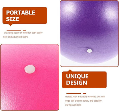 Yardwe 2pcs Mini Pilates Exercise Balls for Balance Training and Core Strength, Thickened 25cm Stability Balls for Home Gym Fitness and Physical Therapy, Purple and Pink