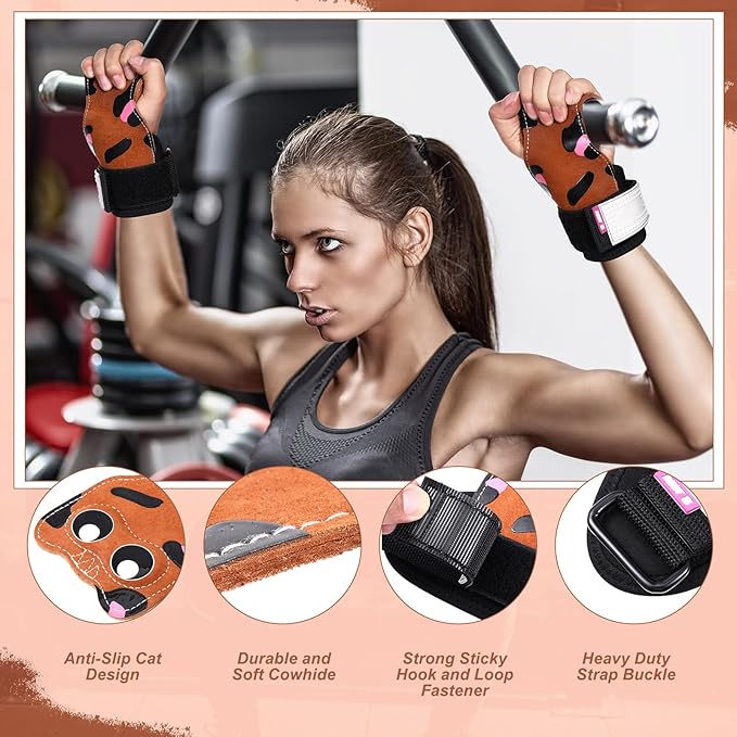 Lifting Wrist Straps Weight Lifting Grips with Cushion Wrist Loop Gym Workout Straps Double Layer Leather with Storage Pouch for Women and Men Deadlift Powerlifting Pull Up