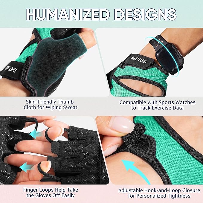 SIMARI Workout Gloves for Women Men with Full Palm Protection, Strong Grip, Cushion Impact, Breathable, Suitable for Gym Training, Kayaking, Weight Lifting, Exercise, Fitness, Cycling