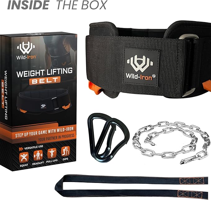 Weight Lifting Belt – 2-in-1 Dip Belt with Weighted Belt, Chain – Heavy-Duty Dip Belt for Weight Lifting, Squats, Pull-Ups, Deadlifts – Quick- Release Back and Lumbar Support Belt