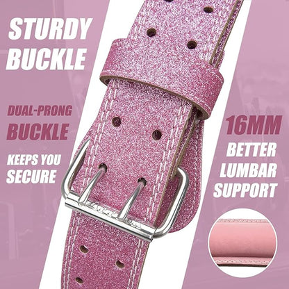 Jaffick Weight Lifting Belt For Ladies Leather Gym Belts Lower Waist Back Support For Women Men Fitness Squat Deadlift Heavy Duty Cross Training Gym Powerlifting Workout