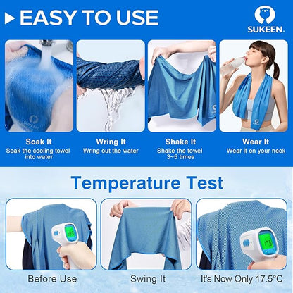 Sukeen 4 Pack Cooling Towels (40"x12"),Ice Towel,Soft Breathable Chilly Towel,Microfiber Towel for Yoga,Sport,Running,Gym,Workout,Camping,Fitness,Workout & More Activities