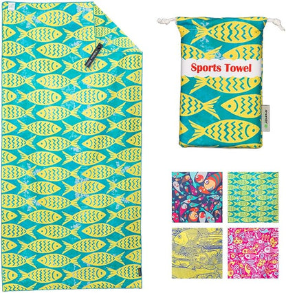 4Monster Microfiber Beach Towel Quick Dry,Super Absorbent Lightweight Travel Towel for Swimmers, Sand Free Camping Towel, Beach Towels for Pool,Swim,Water Sports,Yoga