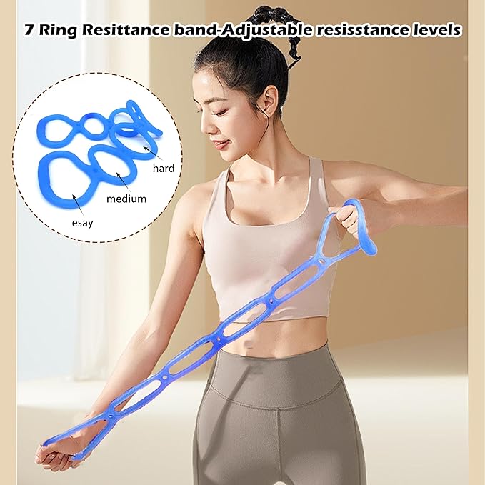 7 Ring Adjustable Loop Resistance Bands for Working Out Walk at Home，Workout Bands Exercise Stretch Band for Women&Men Fitness, Yoga, Pilates-Non-Slip, Durable Rubber, Home/Gym Use