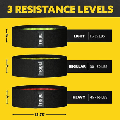 Tribe Lifting Fabric Resistance Bands for Legs - Workout Bands Resistance Bands for Men and Women - Booty Bands for Working Out - Exercise Bands Resistance Bands Set - Elastic Bands for Exercise