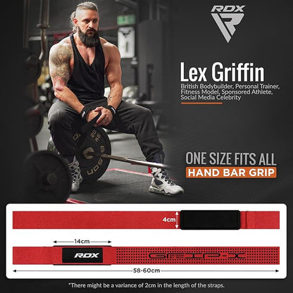 RDX Lifting Straps for Weightlifting –100% Cotton Heavy Duty Gym Wrist Strap with 5MM Neoprene Padding, 60CM Anti-Slip Hand Grip Wraps for Deadlifts Powerlifting Workouts Strength Training, Men Women