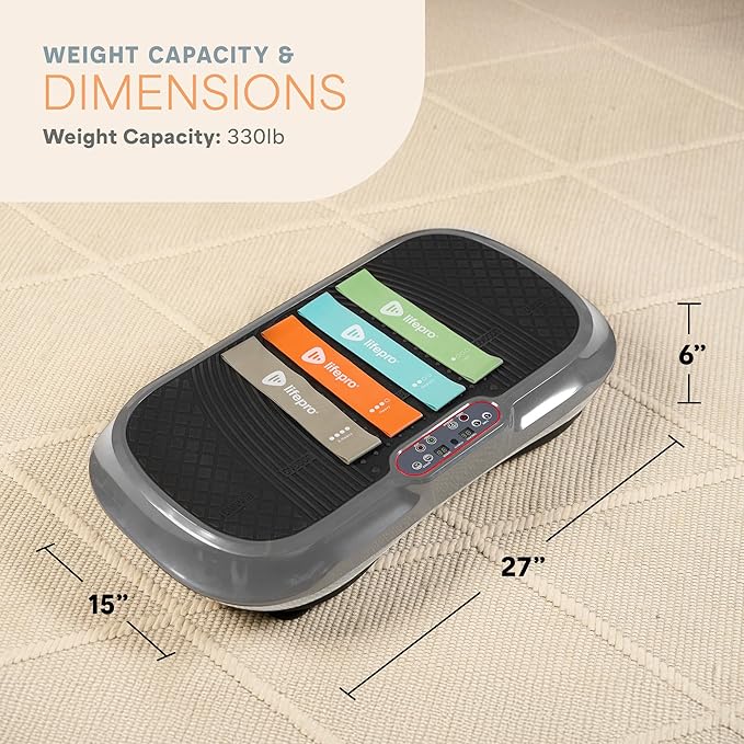 Lifepro Waver Vibration Plate Exercise Machine for Lymphatic Drainage, Muscle Activation, Full-Body Workout Vibrating Platform with Loop Bands, Fitness Equipment for Strength Toning & Fat Loss