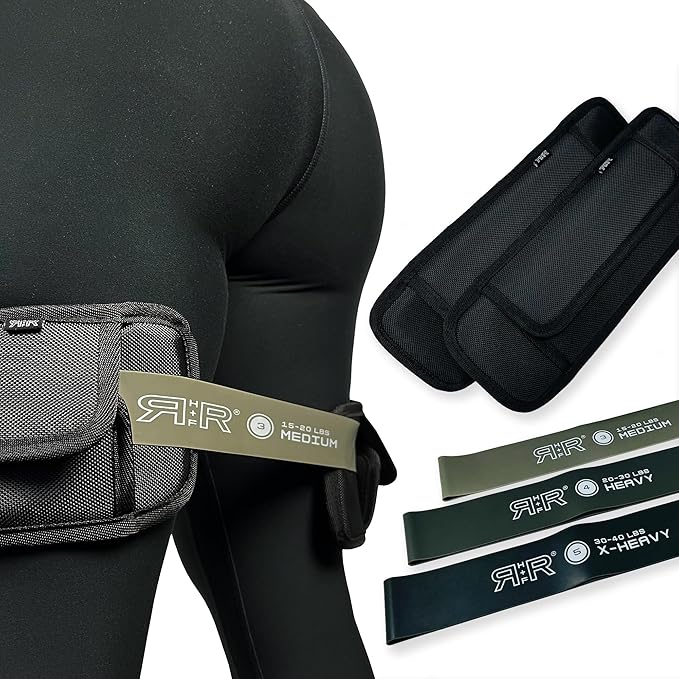 BADONKA Band Protective Sleeves for Booty Bands - Includes 3 Optional Fabric or Latex Resistance Loops - 3 Resistance Levels - Glute & Leg Workout Bands for Women & Men