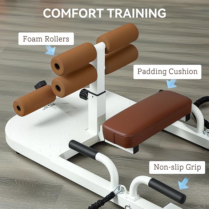 Soozier Foldable Sissy Squat Machine, Hip Thrust Machine with Push Up Stand and Wheels, Multipurpose Glute Workout Equipment for Home Gym