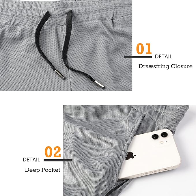 Surenow Mens Running Gym Shorts 3 Inch Breathable Lightweight Athletic Sport Shorts Training Workout Shorts with Pockets