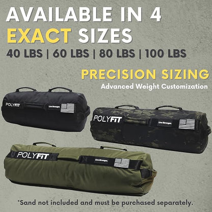 Polyfit Sandbag Pro - Workout Sandbag with Triple Closure Filler Bag and Reinforced Nylon Webbing - Sand Not Included - Multiple Colors & Sizes